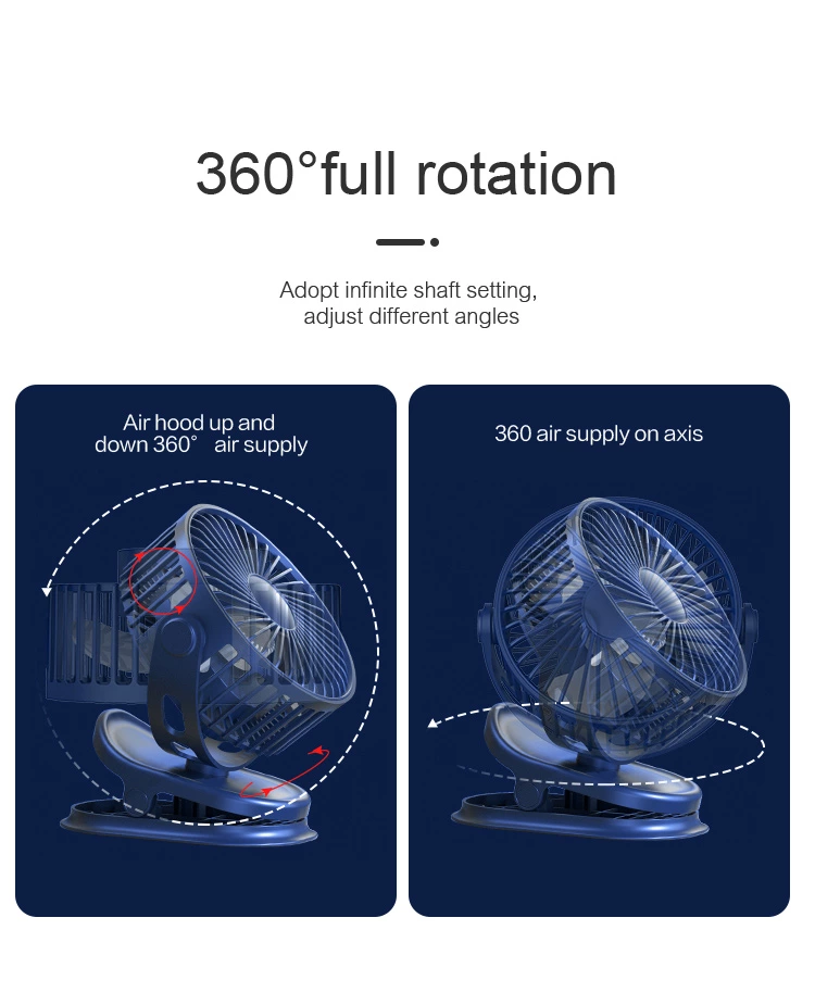 YF-F01 Portable Rechargeable Desktop Clip Fan