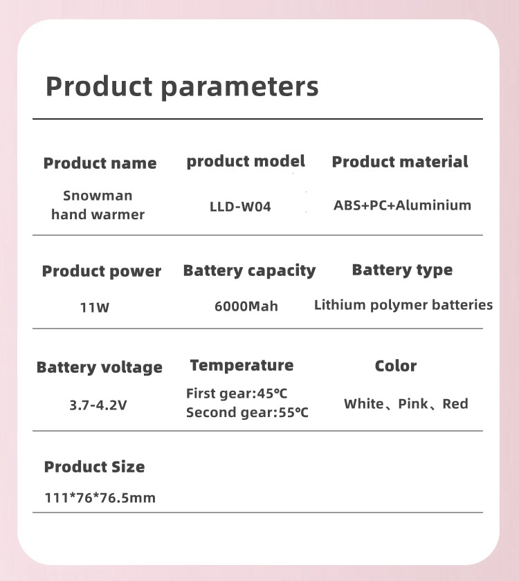 Hand warmer LLD-W04