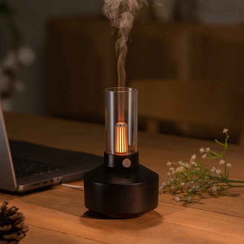 DQ702 Air Humidifier Simulation Candlelight Aromatherapy Essential Oil  Diffuser for Home Office Yoga Room - Black Wholesale