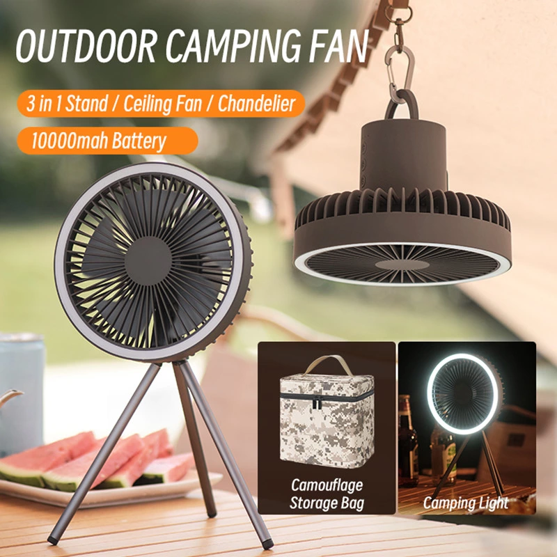 DQ-212/DQ-213 Portable Rechargeable Outdoor Camping Tripod Fan with Ring Light