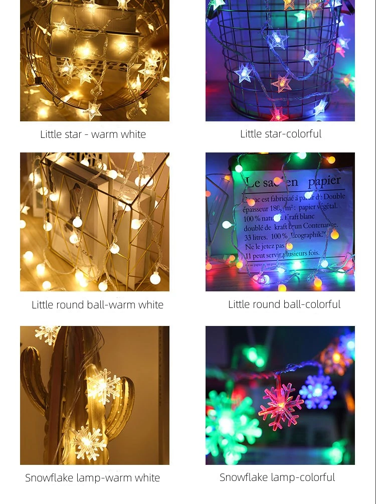 Star Round Beads Snowflakes Decorative string lights