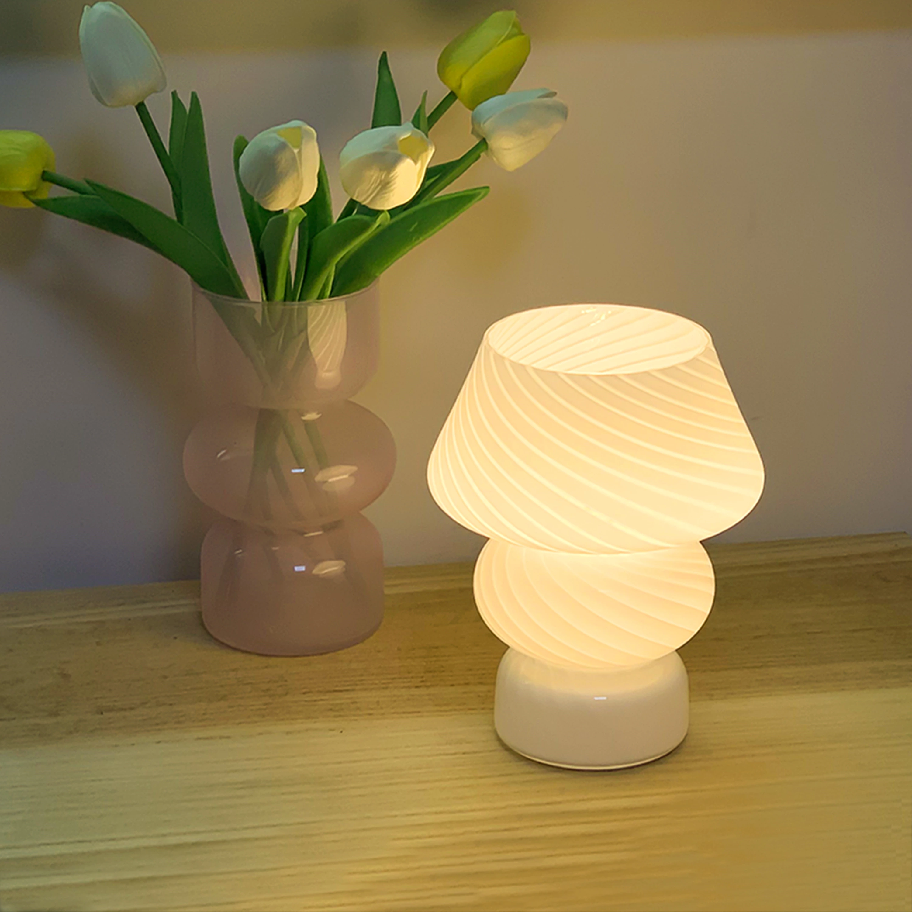 Monochrome Warm Light Mushroom Table Lamp With Base