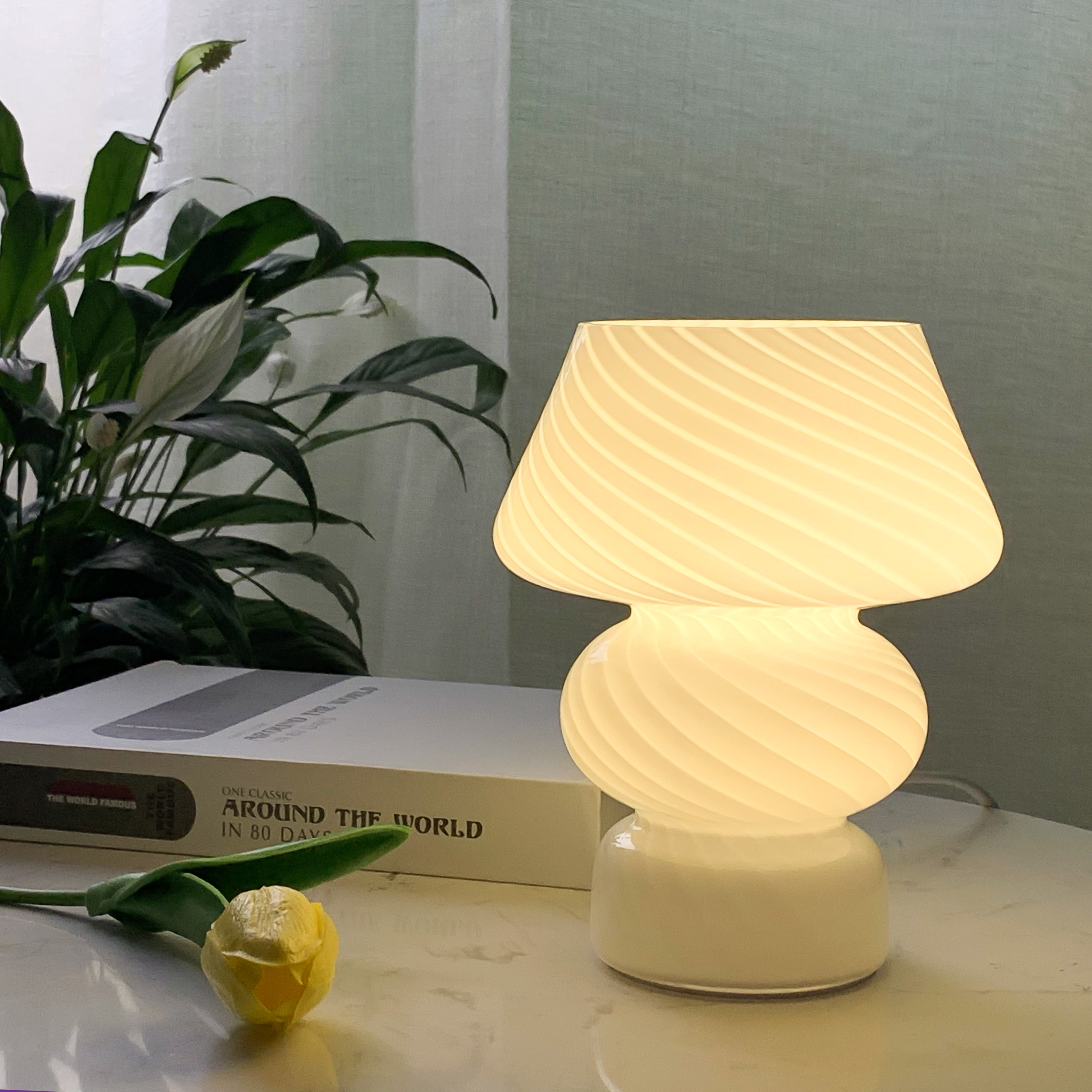 Monochrome Warm Light Mushroom Table Lamp With Base