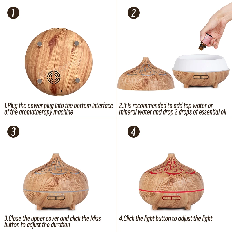 Engraved wood grain Aroma Diffuser KC-038(400ml)