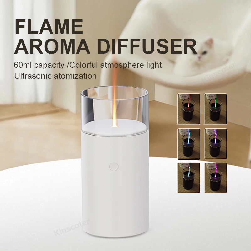 Desktop Car Humidifier Flame Diffuser A2(60ml)