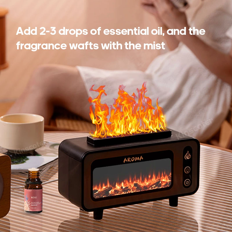 Experience the Charm of Simulated Fireplace Flames with Our Aroma Diffuser