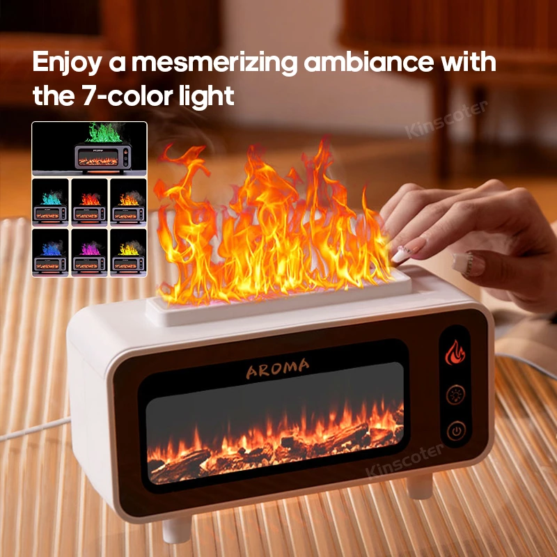 Experience the Charm of Simulated Fireplace Flames with Our Aroma Diffuser