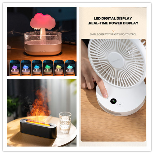 Elevate Your Home with Our Top Gadgets: Cloud Humidifier, Flame Aroma Diffuser, and Desktop Fan