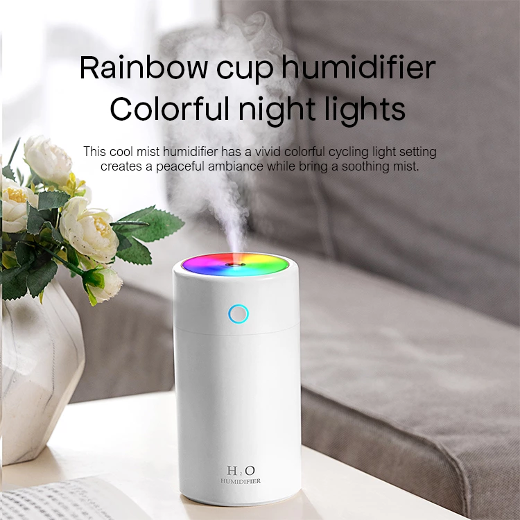 Discover the Magic of the Rainbow Cup Humidifier: Colorful Lights, Gentle Mist, and Ultimate Hydration"