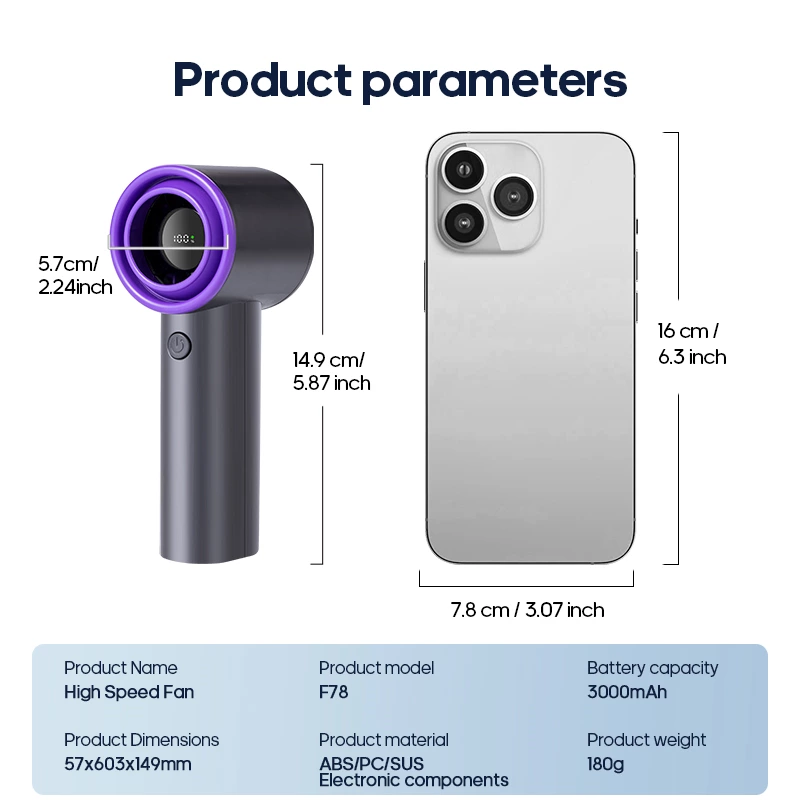 High - Speed Handheld Fan F78