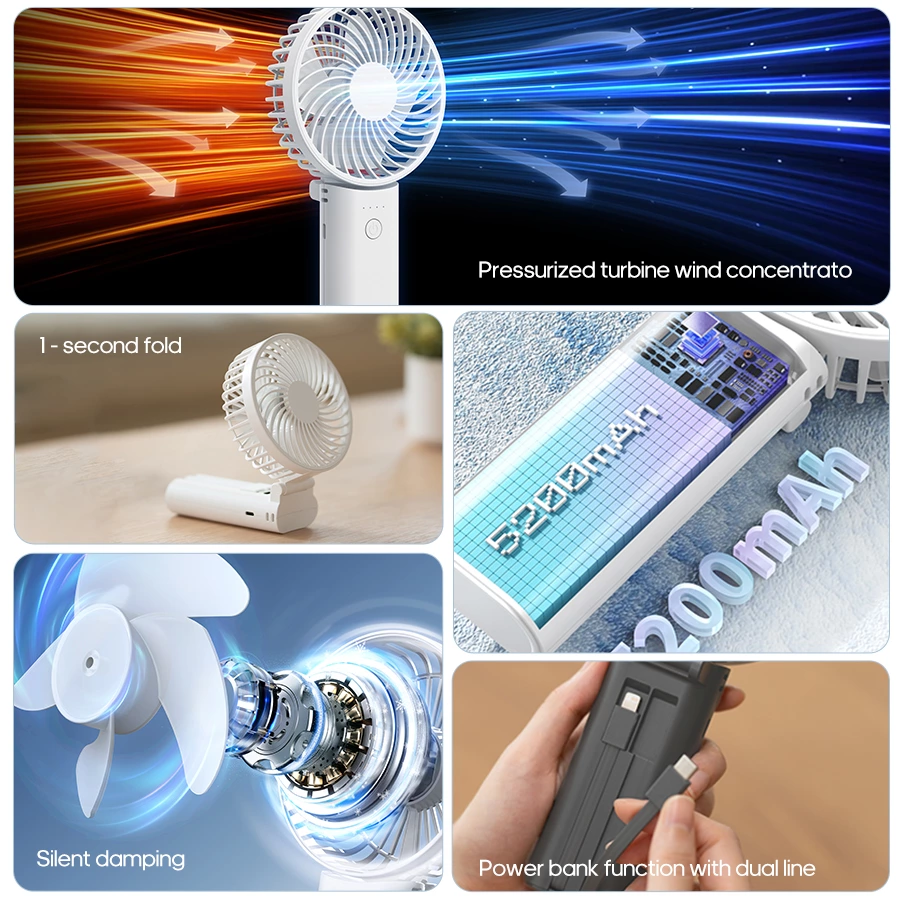 KC-F258 Foldable Handheld Fan (with Power Output)