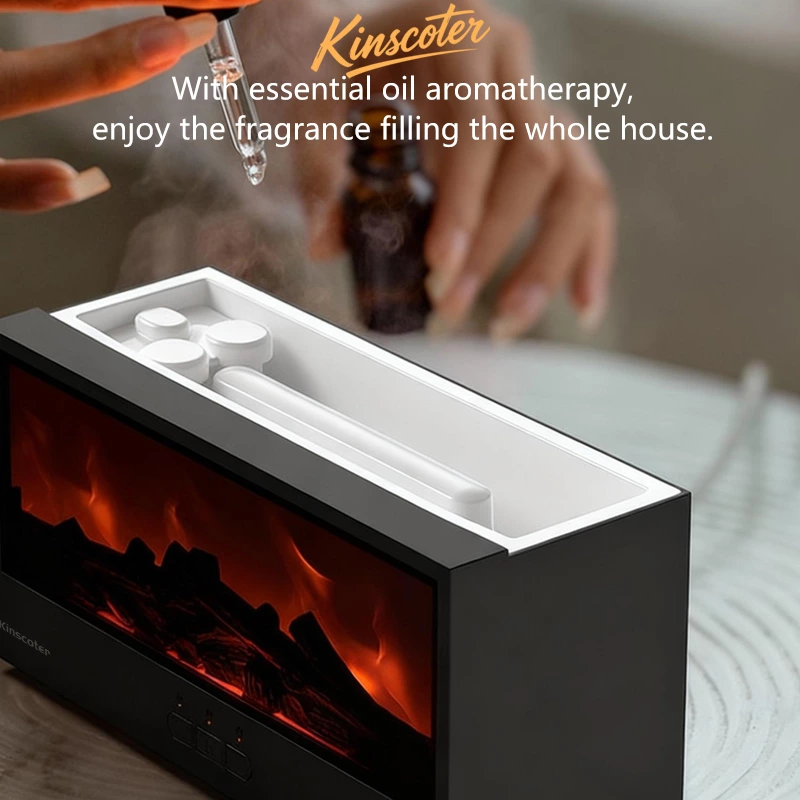 Kinscoter DQ-717 Simulated Fireplace Aroma Diffuser Flame Humidifier: Essential Oil Addable, Remote-Operated, Colorful Light Simulated Flame Spray | Chaozhou Tongheng Technology Co.,Ltd. (2001 Established)