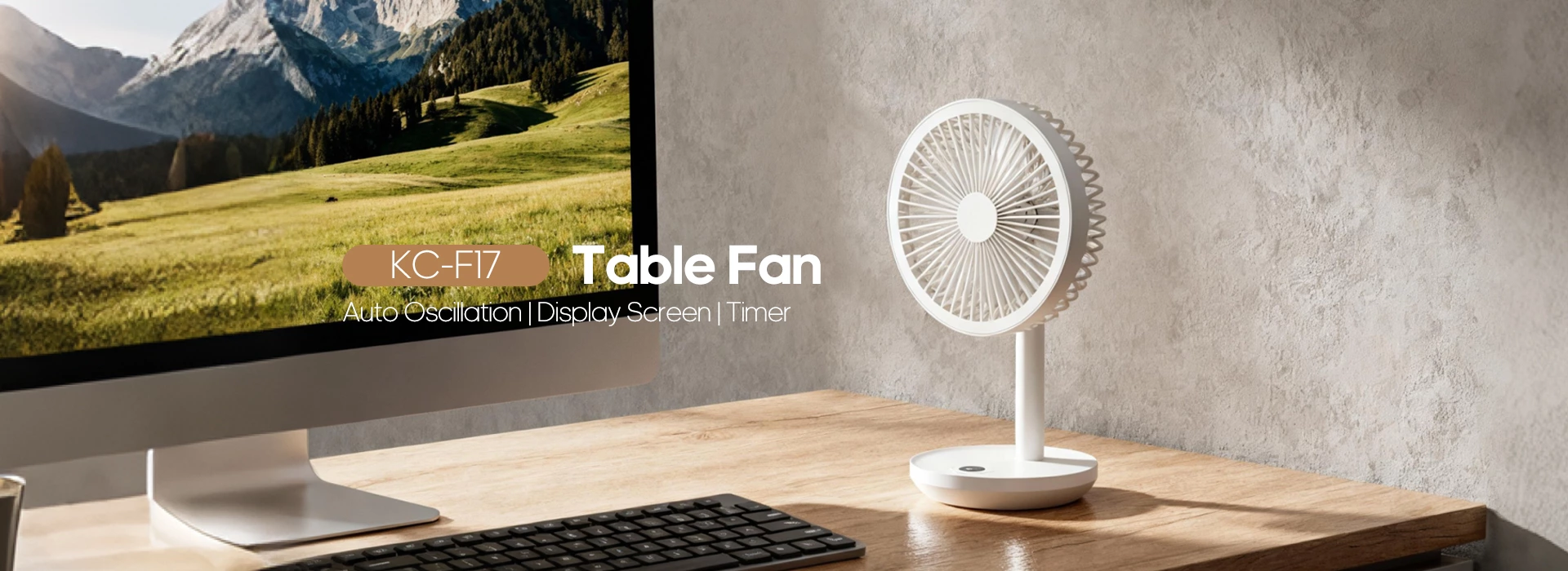 KC-F17 Desktop Fan by Kinscoter Brand (Auto Oscillation, Display Screen, Timer Features) - Visual Display