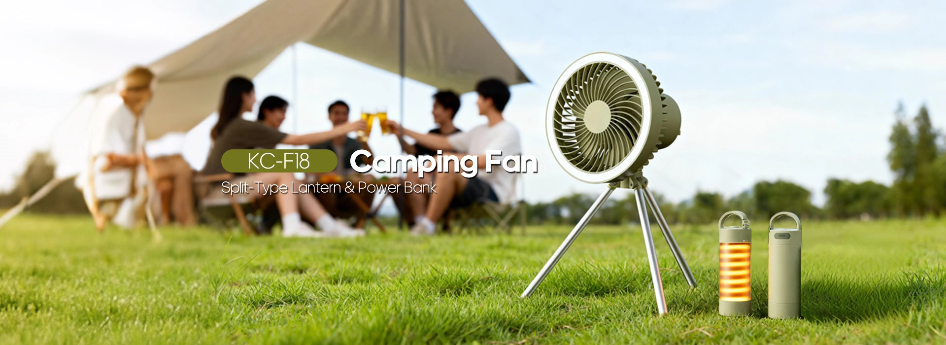 Kinscoter KC-F18 Outdoor Camping Fan (10000mAh Battery) - with Split Design (Split Camping Light, Split Power Bank) & Display Screen | Product Image