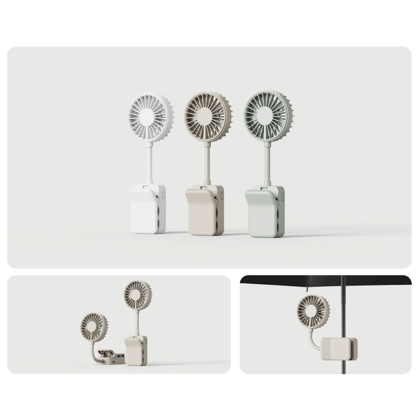 Kinscoter KC-F85 Mini Clip Fan, manufactured by the factory, features a compact design with a bionic duckbill clip for easy attachment to various surfaces.
