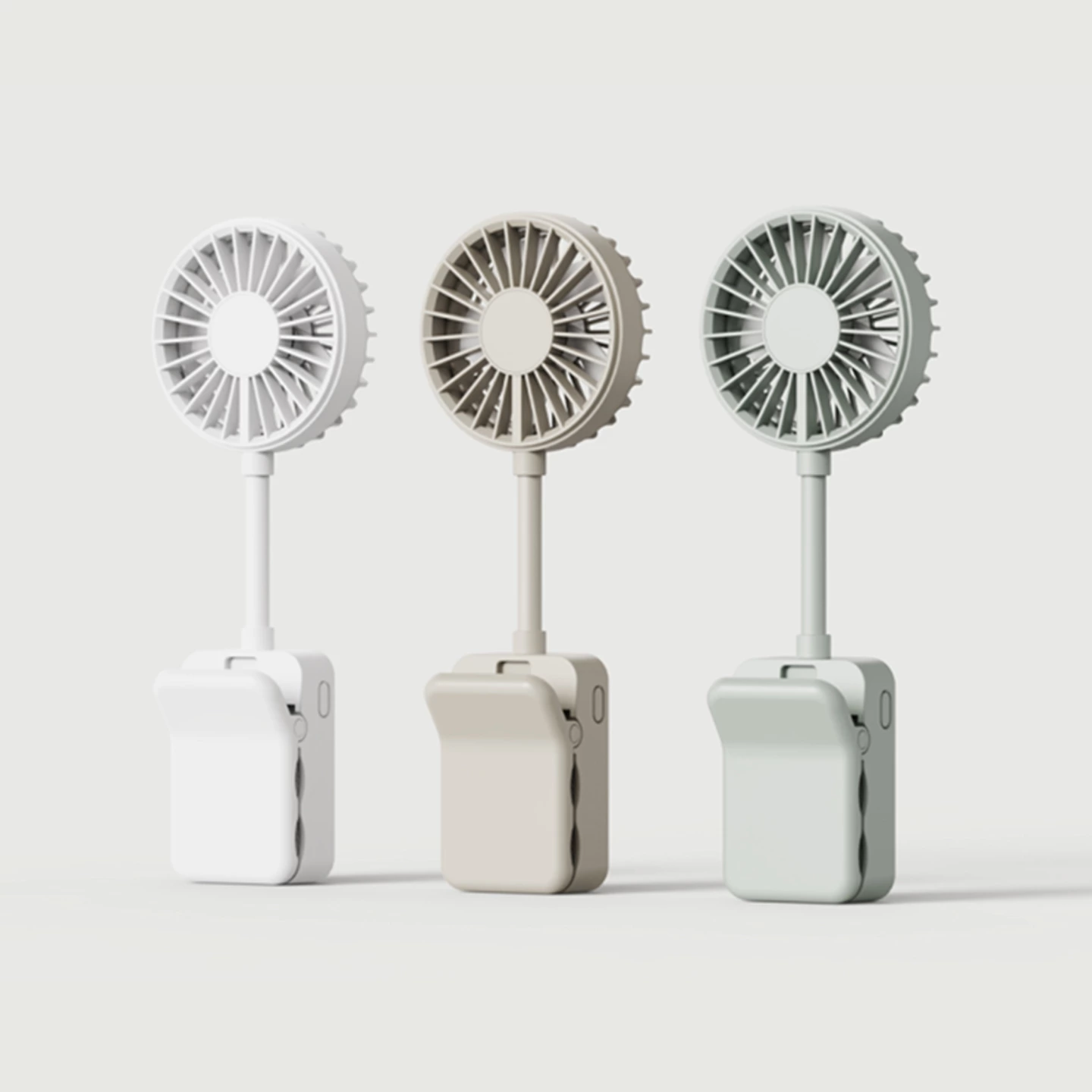 Kinscoter KC-F85 Mini Clip Fan, manufactured by the factory, features a compact design with a bionic duckbill clip for easy attachment to various surfaces.
