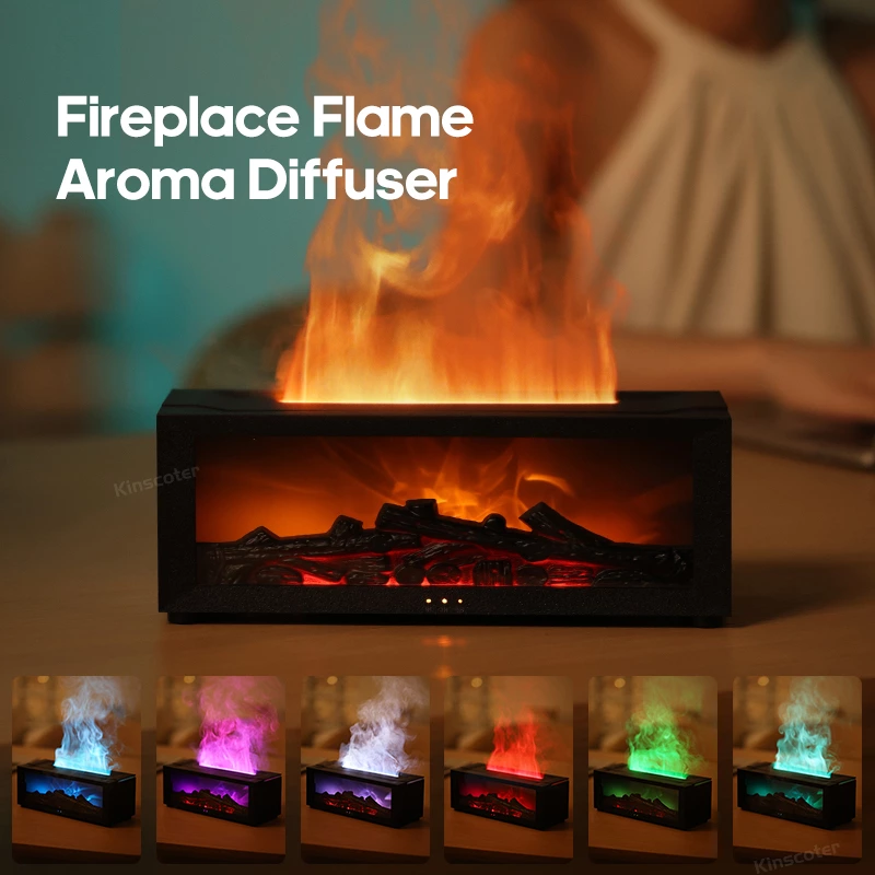 Bring a Fireplace into Your Nest! Simulated Fireplace Aromatherapy Diffuser, Healing All Seasons with Warm Light and Fragrance