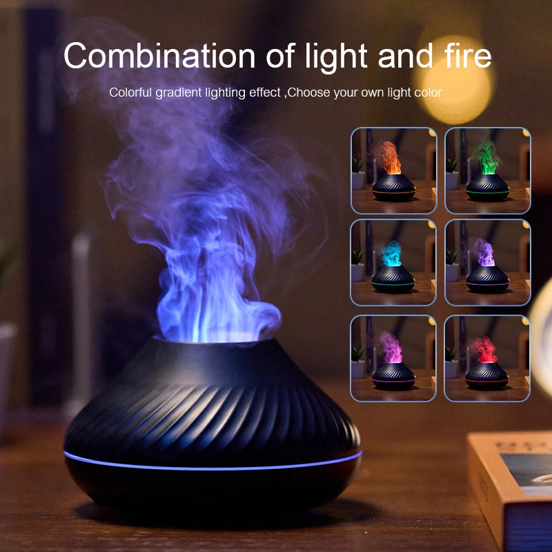Desktop Healing Essential! Volcano Flame Aromatherapy Diffuser, Bringing Warm Atmosphere and Fresh Air to Small Spaces