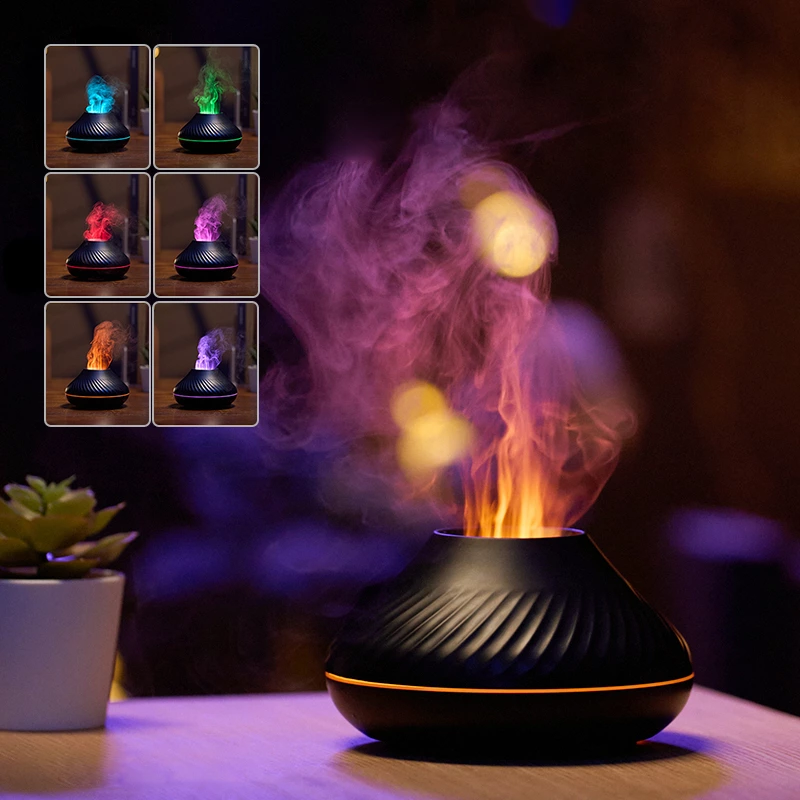 Desktop Healing Essential! Volcano Flame Aromatherapy Diffuser, Bringing Warm Atmosphere and Fresh Air to Small Spaces