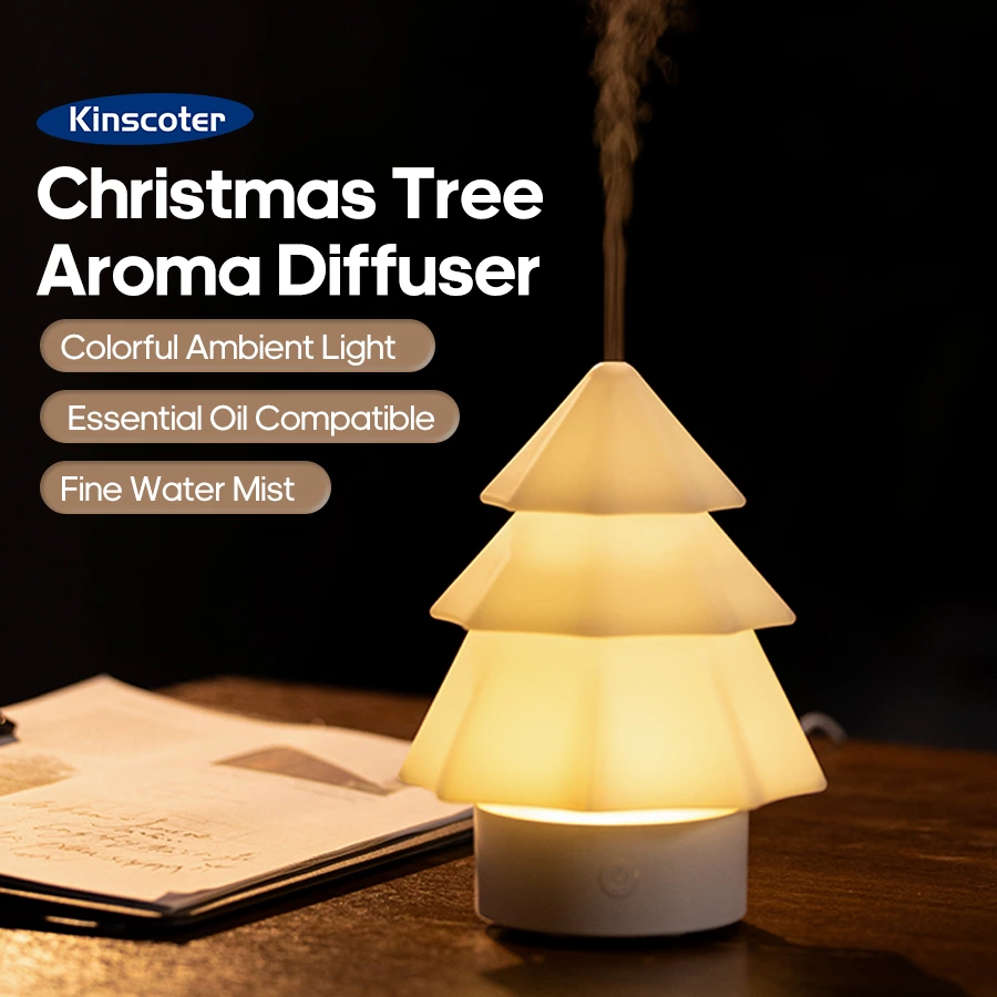 Christmas Ambience & Practicality in One! Minimalist Christmas Tree Aromatherapy Diffuser, Dual for Festivals & Daily Use