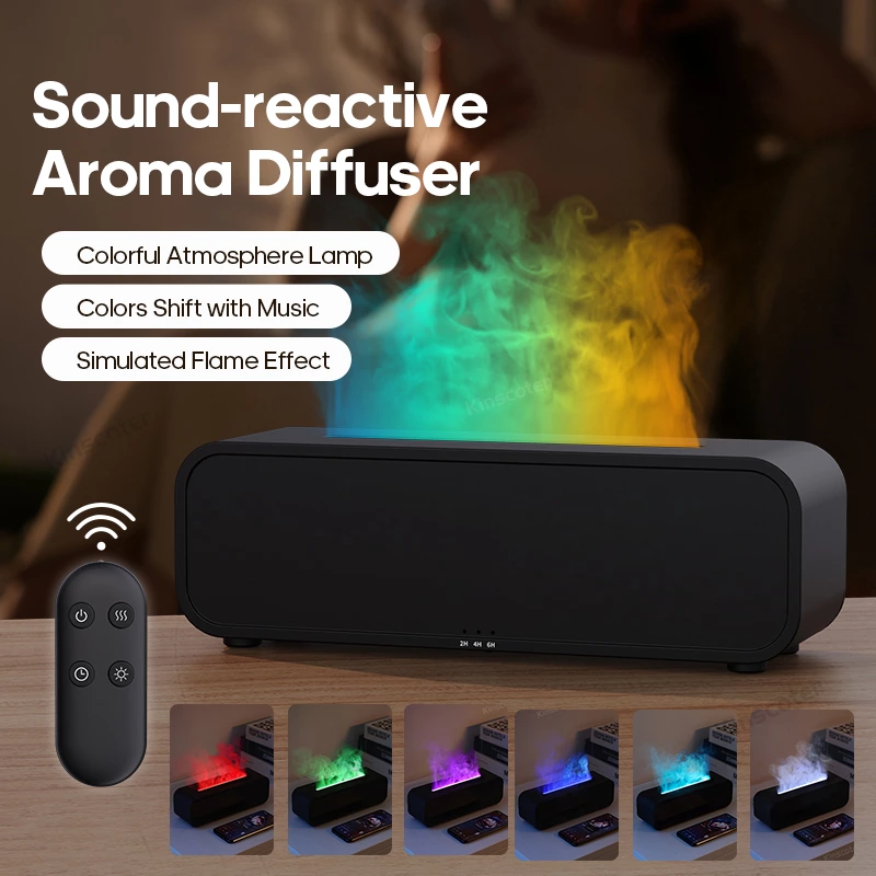 Warm Healing Essential! Simulated Flame Aromatherapy Diffuser, Dual Humidification + Colorful Ambience Home Favorite