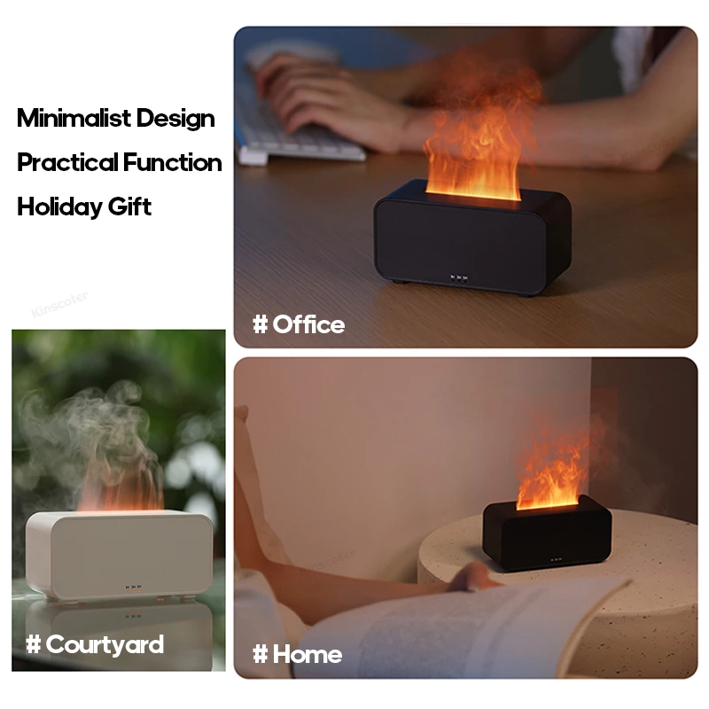 Compact Warmth Essential! Simulated Flame Aromatherapy Diffuser, Perfect for Desktop Ambience & Practicality