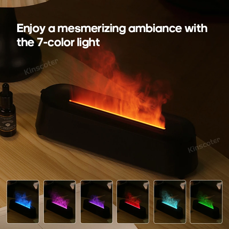 Home Romantic Ambience Essential! Simulated Flame Aromatherapy Diffuser, Dual Humidification + Smart Remote for All Scenarios