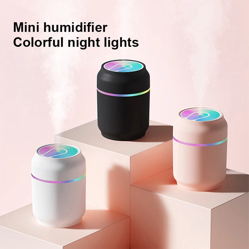 Canister humidifying surprise! Mute mini humidifier, colorful running lights contracted the whole scene moisturizing atmosphere!