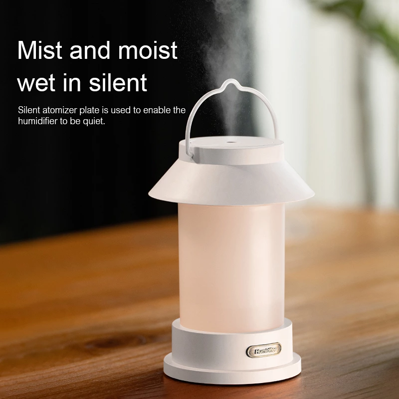Vintage style lantern humidifier wireless portable three-color dimmable light long life contract home B&B full scene