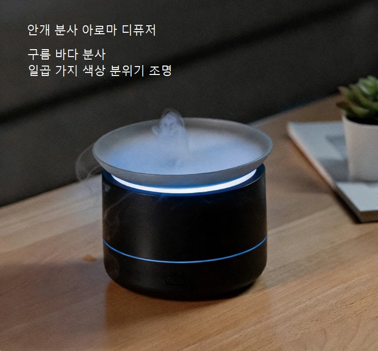 구름 속 치유감이 찾아온다！운해 아로마 디퓨저, 이중 가습 + 수면 분위기, 모든 상황에 적합