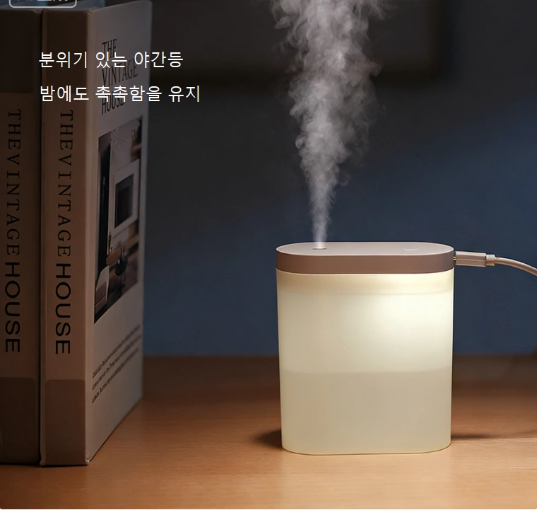 손바닥 크기의 미니 가습기! 저소음 휴대용 야간등, 가습과 따뜻한 빛의 이중 모드로 분위기 업그레이드, 모든 공간에 적합