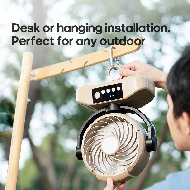 Long-Lasting Desktop Outdoor Fan｜Oscillating + Lighting + Remote Control 3-in-1, Perfect for Camping and Office Use