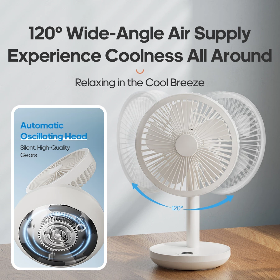 120° Auto-Oscillating Desktop Fan｜Digital Multi-Speed Control, Perfect for Home, Office, and Commercial Use