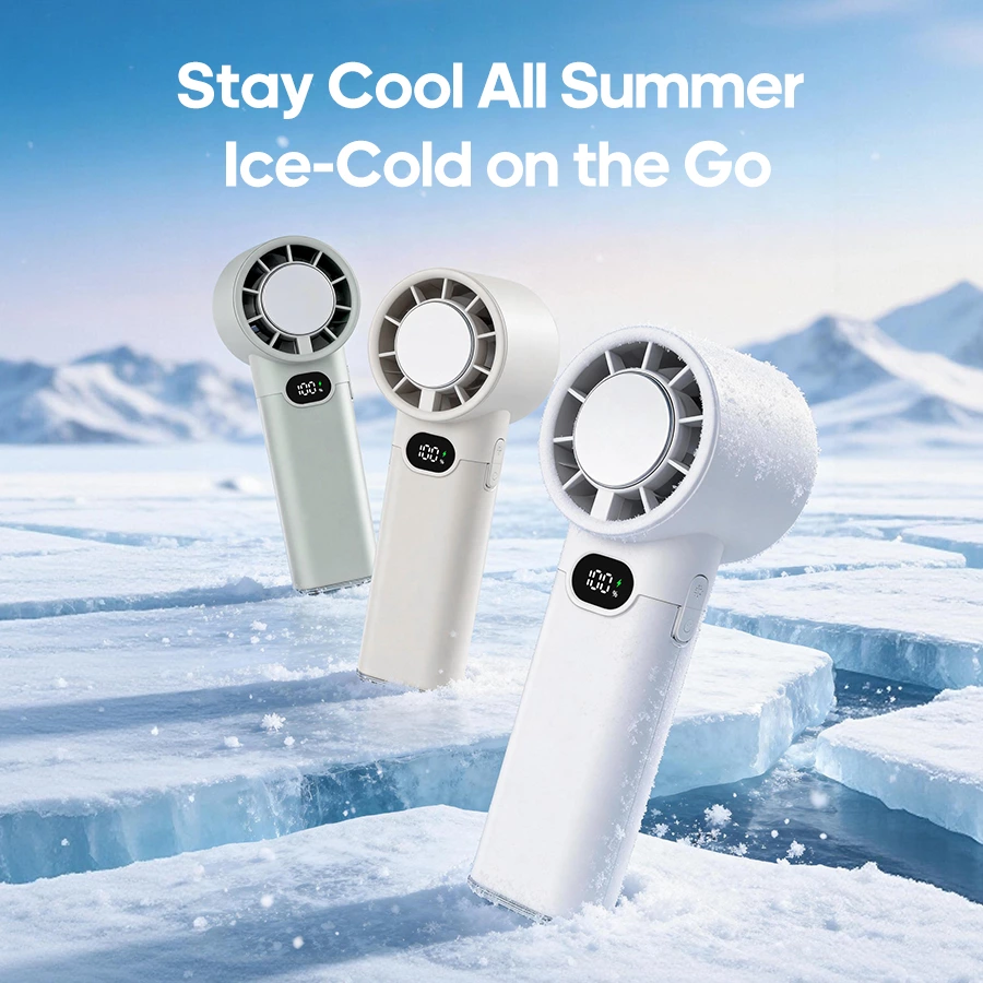High-Speed Handheld Fan with Ice Cooling | Semiconductor Instant Cooling Technology, The New Benchmark for Multi-Scenario Cooling