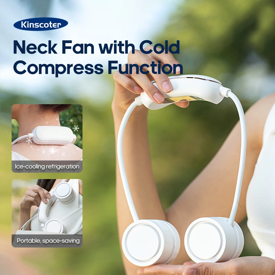 Semiconductor Ice-Cool Neck Fan | Flexible Hose Storage + Aromatherapy Design, Hands-Free Cooling Experience
