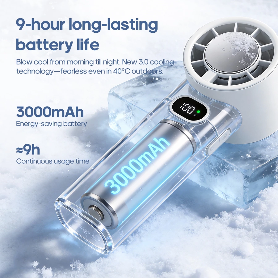 High-Speed Handheld Fan with Ice Cooling | Semiconductor Instant Cooling Technology, The New Benchmark for Multi-Scenario Cooling
