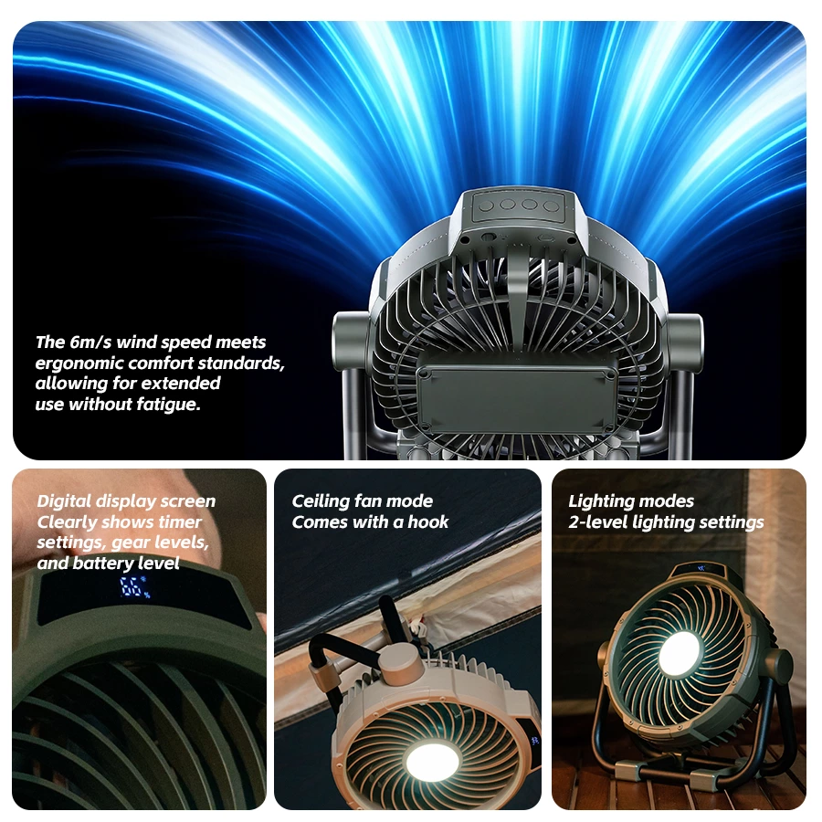 Premium Outdoor Camping Fan | Desktop & Hanging 2-in-1, Long-Lasting Multi-Function Outdoor Cooling Flagship
