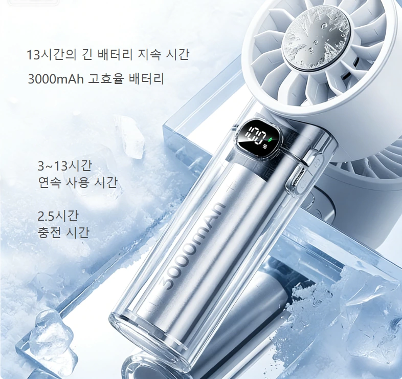 고속 아이스쿨링 핸드헬드 선풍기|100단계 무단 변속+스마트 디스플레이, 휴대용 초강력 냉각 신기준