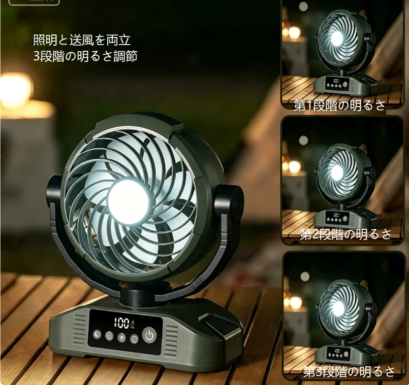 多機能キャンプファン｜20000mAh 長時間駆動 首振り強風 屋外全シーン対応コンパニオン