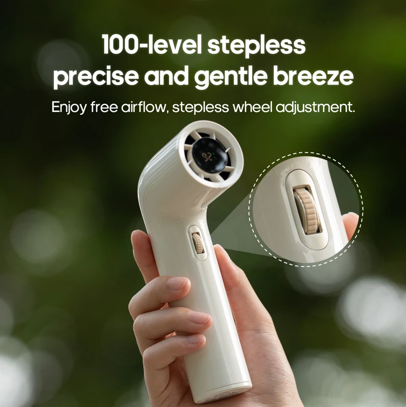 R-Curve High-Speed Handheld Fan | 16000RPM Extreme Wind + 100-Speed Adjustment, Flagship Portable Cooling