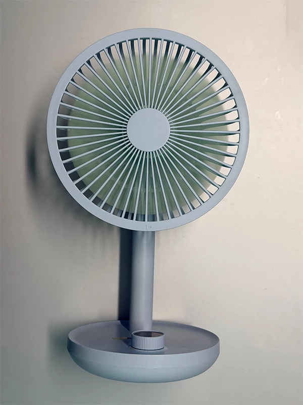 T0 mold trial sample of a portable fan used to inspect injection-molded parts, dimensions, fit and assembly.