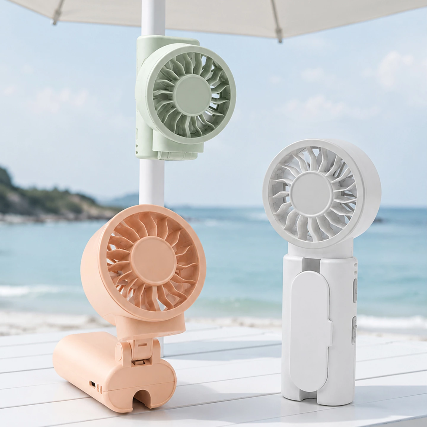 KC-F62 4-in-1 Foldable Handheld Fan with Umbrella Mount