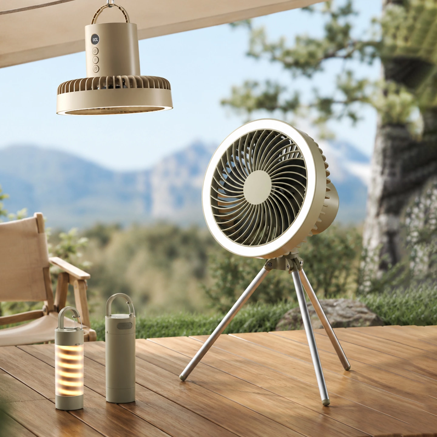 KC-F18 Split-Type Camping Fan with Lantern and Power Bank